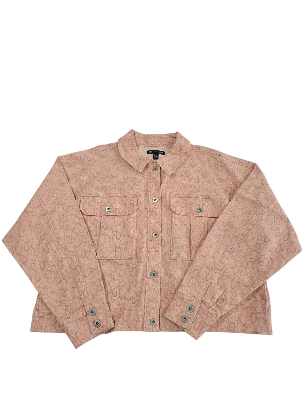 INC International Concepts Women's Ella Snake-Pink Patterned Jean Jacket Size XL